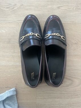 ZARA Loafers in Dark Brown with Gold Hardware